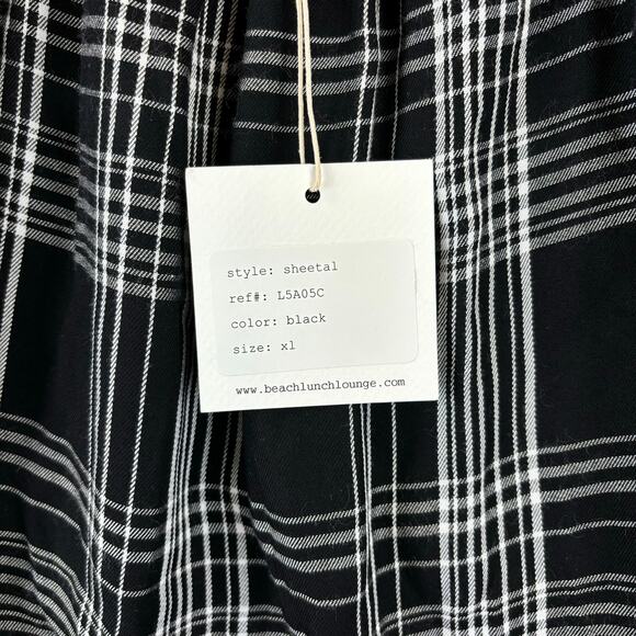 Beach Lunch Lounge Sheetal Top XL Boho Feminine Plaid Off Shoulder Tunic Ruffle - Picture 7 of 12